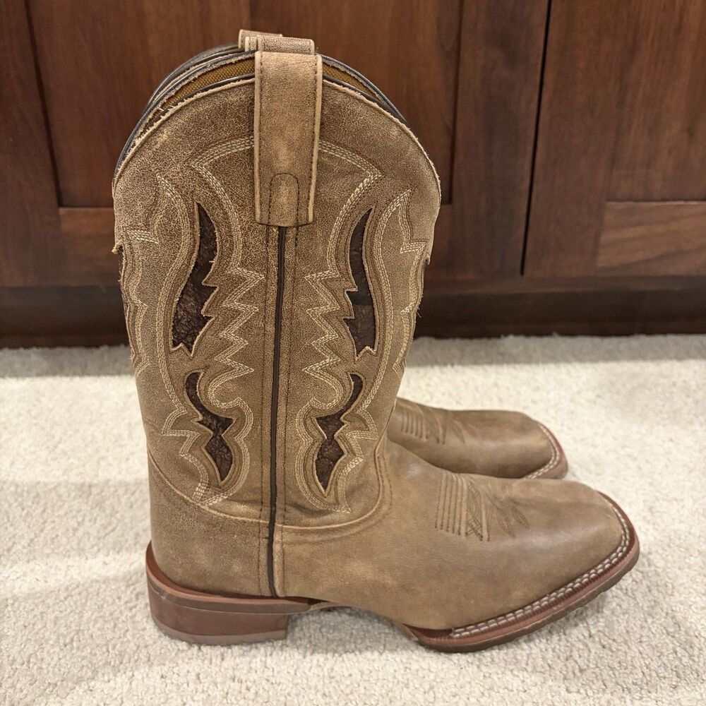 Laredo Men's Distressed Leather Performance Western Boot 7952 Tan Size 9 Demo - Picture 4 of 11